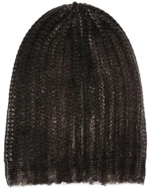 Avant Toi Ribbed-Knit Beanie Hat - Black