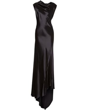 Alberta Ferretti Satin Long Dress - Black