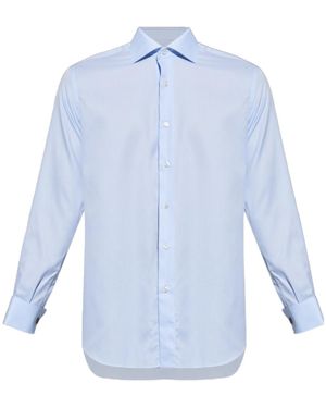 Brioni Double-Cuff Cotton Shirt - Blue