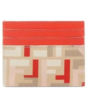 Fendi Roma Ff Motif Card Case - Red