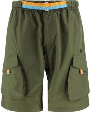 Marcelo Burlon County Of Milan Logo Embroidered Cargo Shorts - Green