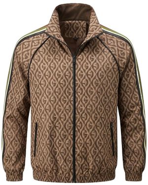 Gucci Gg Jacquard Zip Jacket - Brown