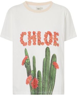 Chloé Cactus-Print T-Shirt - White
