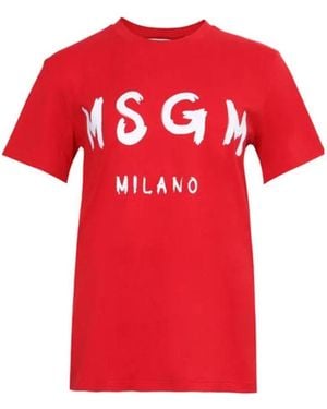 MSGM Logo Short-Sleeved T-Shirt - Red