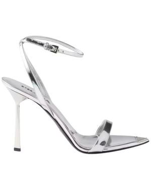 Prada Metallic Leather High-Heeled Sandals - White