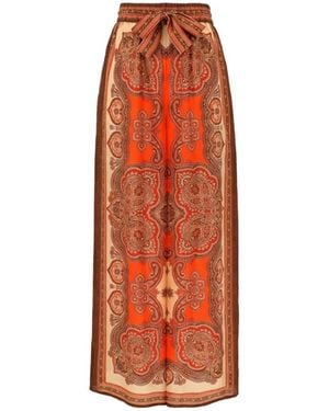 Zimmermann Mahon Printed Wide-Leg Trousers - Orange