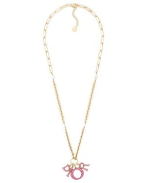 Dior Logo Pattern Pendant Necklace - White