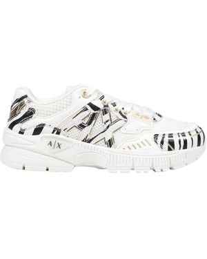 ARMANI EXCHANGE Round-Toe Lace-Up Sneakers - White
