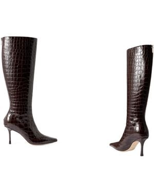 Jimmy Choo Croc-Effect Leather Knee Boots - White