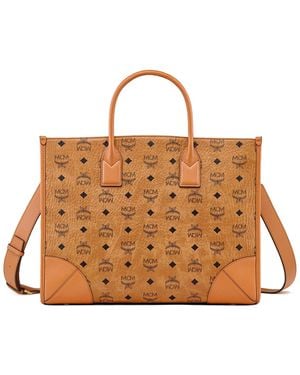 MCM Munich Printed Large Top Handle Bag - Brown
