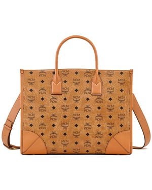 MCM Munich Printed Large Top Handle Bag - Brown