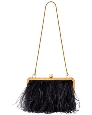 KHAITE Feather-Trimmed Satin Shoulder Bag - Black