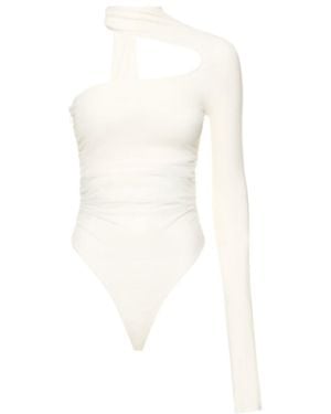 Mugler Asymmetrical Mesh Jumpsuit - White