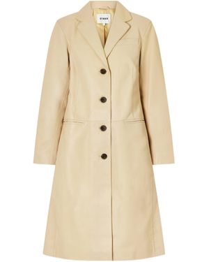 STAUD Minimalist Lambskin Coat - Natural