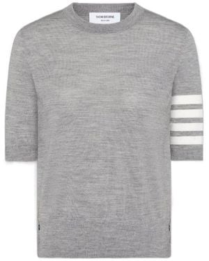 Thom Browne Short-Sleeve Knit T-Shirt - Grey