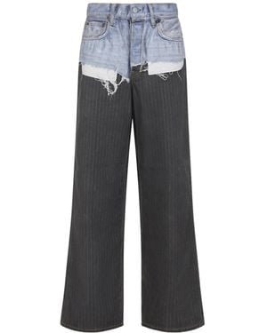 Acne Studios Pinstripe Overlay Wide-Leg Jeans - Gray