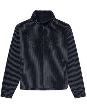 DIESEL Pinstripe Phoenix-Embroidered Jacket - Blue