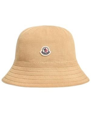 Moncler Logo Patch Bucket Hat - Natural