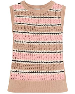 Varley Deeley Striped Crochet Cotton Vest - Pink