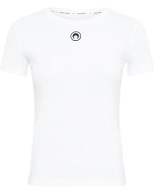 Marine Serre Crescent Moon Embroidered Crewneck T-Shirt - White