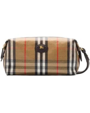 Burberry Highlands Checked Wash Bag - Brown