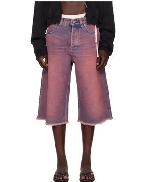 Martine Rose Faded Denim Shorts - Purple