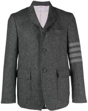 Thom Browne Stripe-Detailed Single-Breasted Tailored Blazer - Grey
