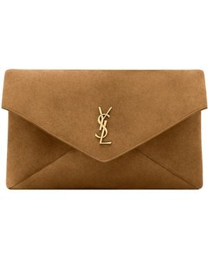 Saint Laurent Cassandre Large Envelope Pouch - Natural