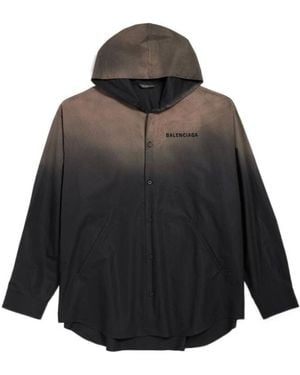 Balenciaga Hooded Oversized Shirt - Black