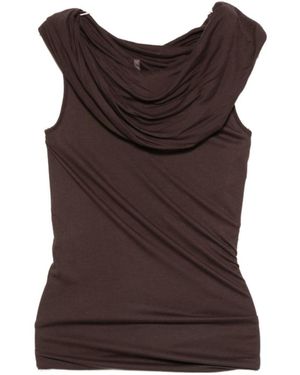 Rick Owens Cowl-Neck Draped Top - Brown
