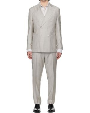 BOSS Boss Pinstripe Double-Breasted Suit - Grey