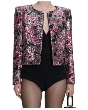 Self-Portrait Sequined Jacket - Purple