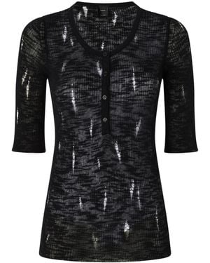 Pinko Distressed Ripped-Detailed Top - Black