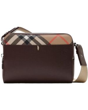 Burberry Pop Check Crossbody Bag - Brown
