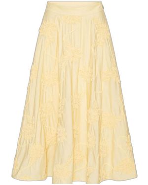 ROTATE BIRGER CHRISTENSEN Embossed Floral Midi Skirt - Yellow