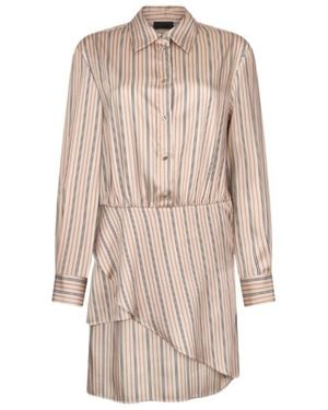Liu Jo Ruffled-Detail Striped Mini Dress - Natural