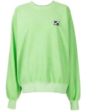 we11done Logo-Patch Logo-Print Relaxed Sweatshirt - Green