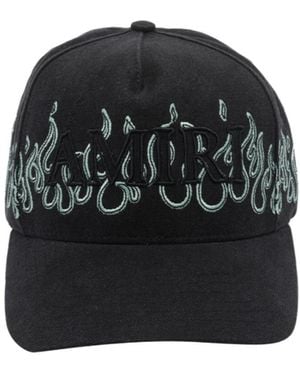 Amiri Flame-Embroidered Logo-Patch Baseball Cap - Black