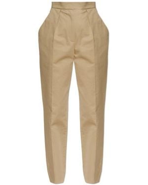 Balmain Pleated High-Waist Pants - Natural
