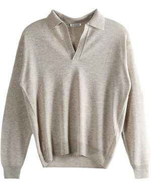 AURALEE Long-Sleeved V-Neck Sweater - Gray