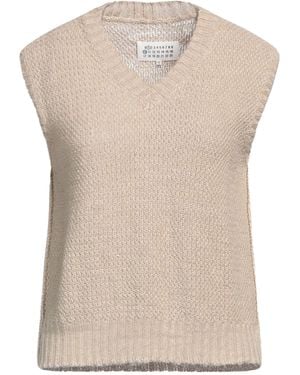 Maison Margiela Sleeveless V-Neck Knit Top - Natural
