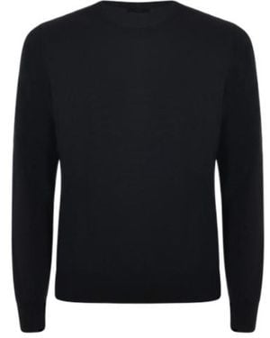 Fay Ribbed Crew Neck Jumper - Black