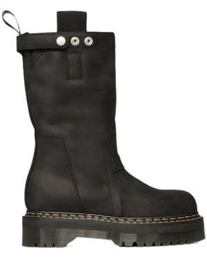 Rick Owens X Dr. Martens Round-Toe Short Boots - Black