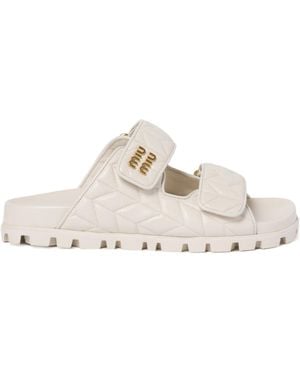 Miu Miu Quilted Slip-On Sandals - White