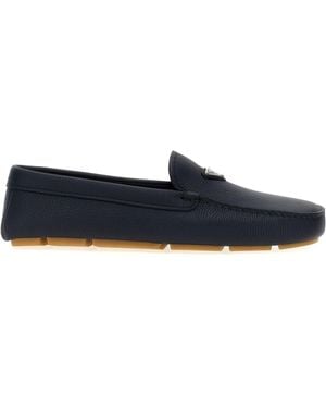 Prada Logo Plaque Slip-On Loafers - Blue