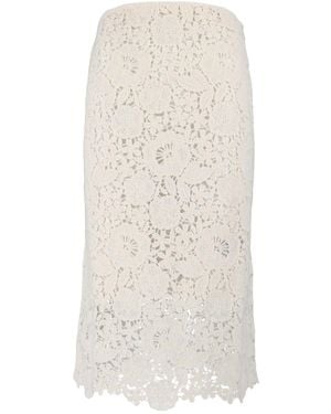 Ermanno Scervino Floral-Lace Midi Skirt - White