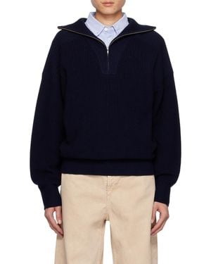 Isabel Marant Zip Detailed Long-Sleeved Sweater - Blue