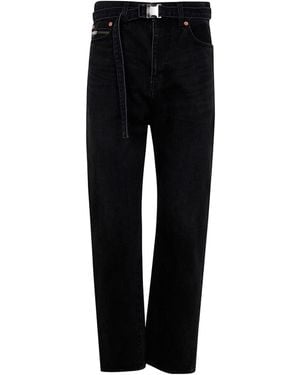 Sacai Belted Straight Jeans - Black