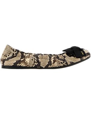Prada Embossed Bow-Detailed Ballerinas - Multicolour