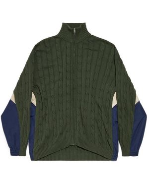 Balenciaga Panelled Zipped Cardigan - Green
